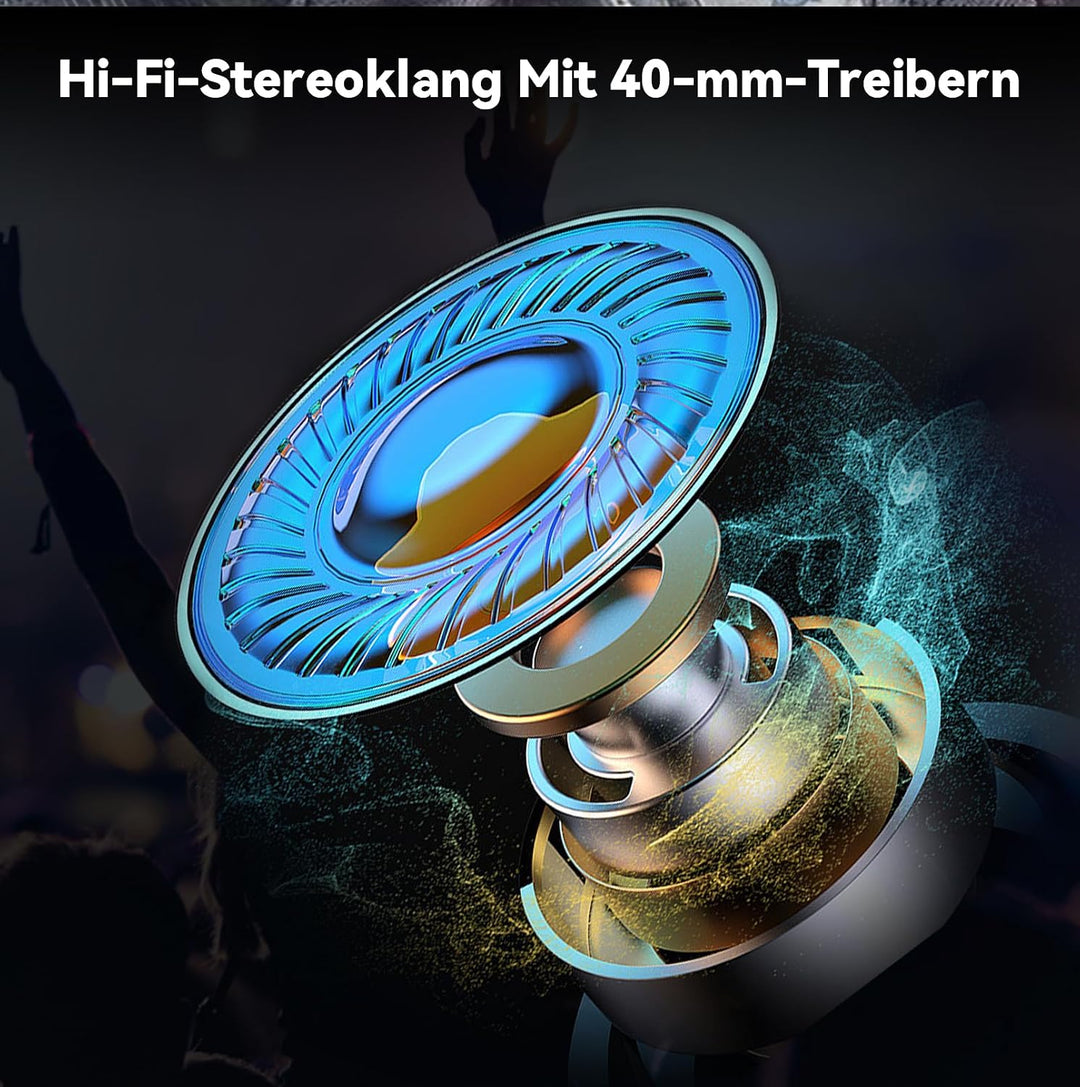 X1 Motorrad Headset Bluetooth 5.3, 40mm Hi-Fi, 60h Akkulaufzeit | Helm Kopfhörer für Musik und Navi-