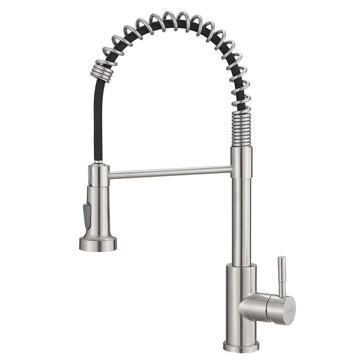 GIMILI Küchenarmatur mit Pull Down Sprayer High Arc Single Handle Spring Kitchen Sink Faucet Brushed