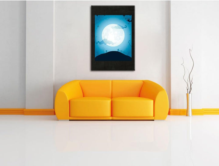 Pixxprint Schauriger Mond als Leinwandbild/Grösse: 100x70 cm/Wandbild/Kunstdruck/fertig bespannt 70x