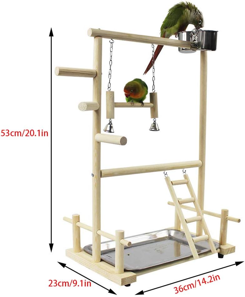 TiSkying Papagei Vogel Spielplatz, Papageien Playstand Papageien Spielstand Vogel Spielplatz Holz Ba