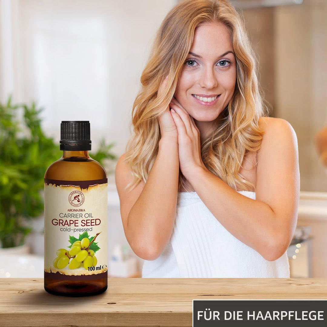 Traubenkernöl Kaltgepresst 100ml - Traubenöl Rein und Natürlich - Glasflasche - Vitis Vinifera - Ita