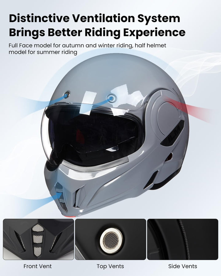 ILM Motorradhelm Integralhelm Klapphelm Fullface Helm Herren Damen ATV UTV mit 180° Umkehrbarer Kinn