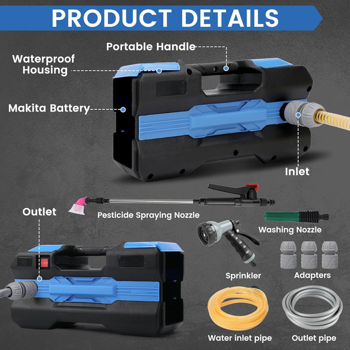 Wasserpumpe Kompatibel Mit Makita 18 V Akku, Elektrische Gartenpumpe, Kabellose Tragbare Selbstansau