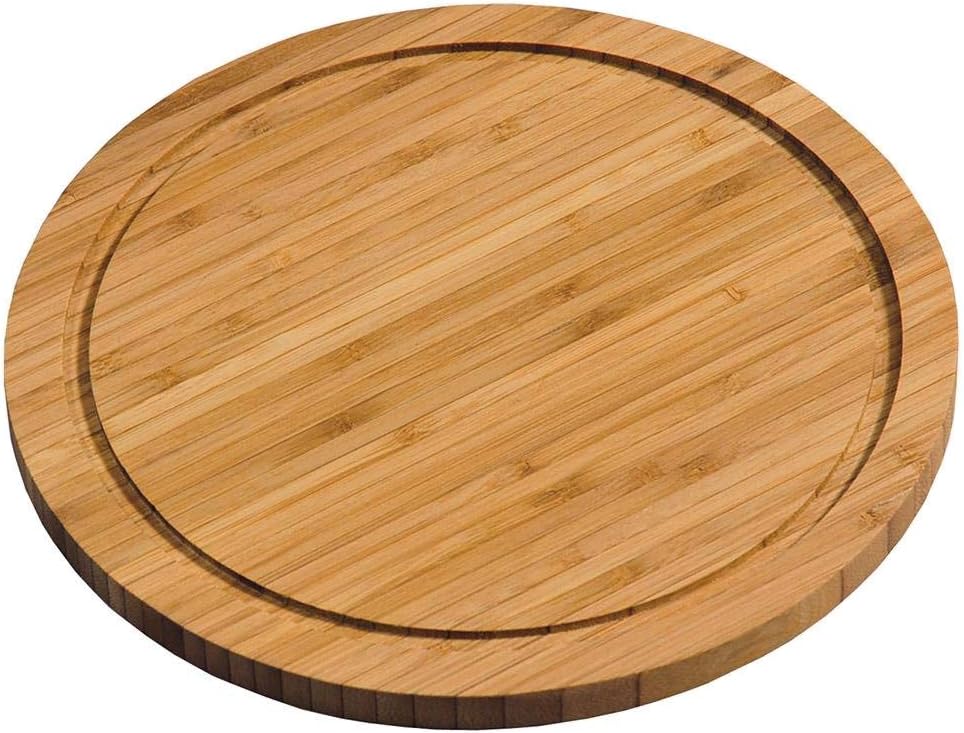 Vesperteller Bambus mit Rille, rund 25cm, Kesper Fleischteller, Schneidebrett, Servierteller, Küchen