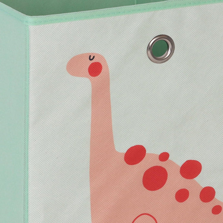 Relaxdays 4er Set, Kinder Aufbewahrungsboxen, süsse Dino-Motive, Faltbox für Würfelregale, HBT: 30x3