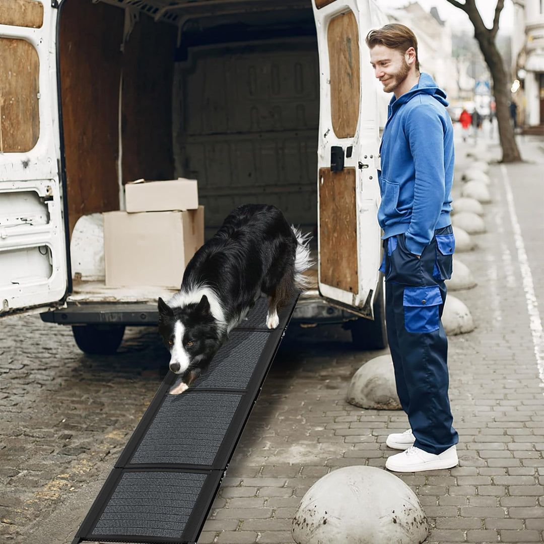 Aufun 157x44 cm Auto Hunderampe Klappbar,Hundetreppe Auto mit Rutschfester Teppichoberfläche, Tragba