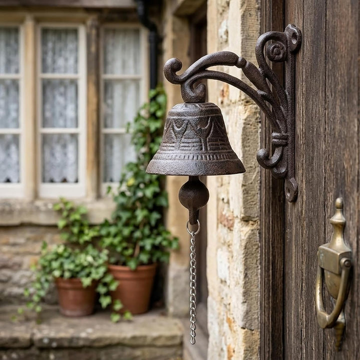 Türglocke Gusseisen, Gartenglocke mit Kordel, Antikes Design, Haustür Wandglocke, Gartendeko, Outdoo