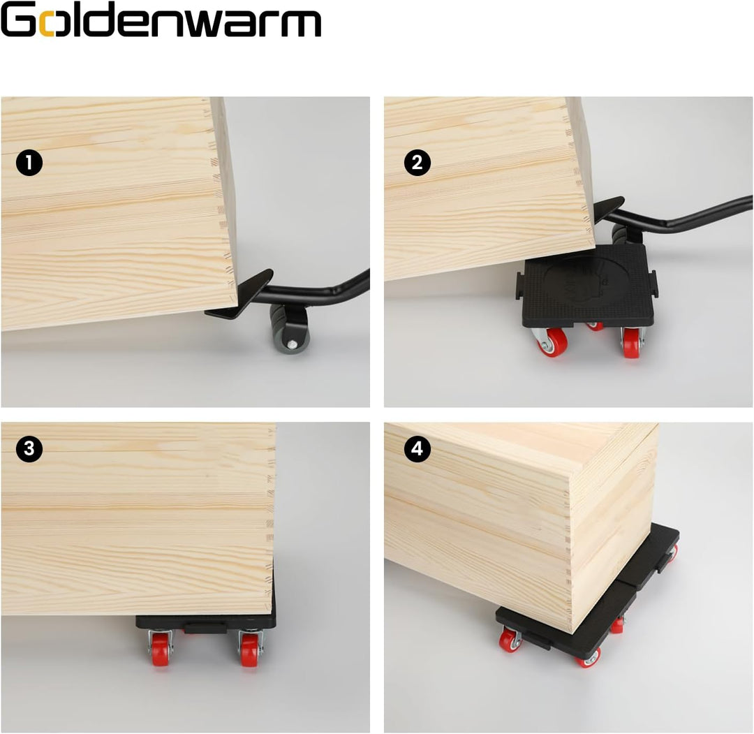 goldenwarm Möbelheber für schwere Möbel 4 Möbelroller mit 5 Stücke 360°Rotation Räder Large 800KG Be