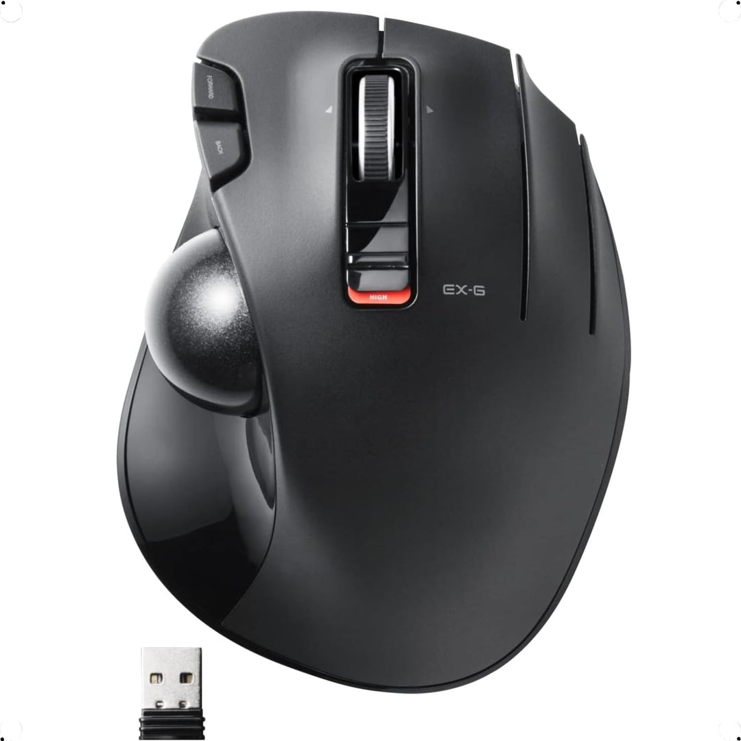 ELECOM M-XT3DRBK Wireless Trackball Mouse, 6-Button with Smooth Tracking Function, Video Gaming Sens