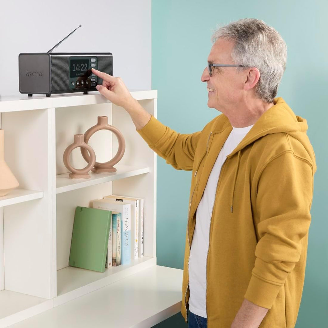 Hama Digitalradio mit Wecker (DAB Radio mit grossem Display, Küchenradio, DAB+, Seniorenradio mit ei