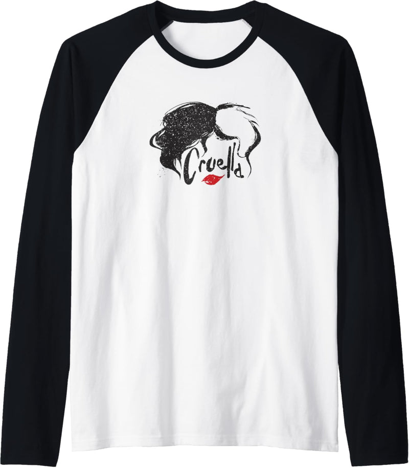 Disney Cruella Hair & Lips Logo Raglan