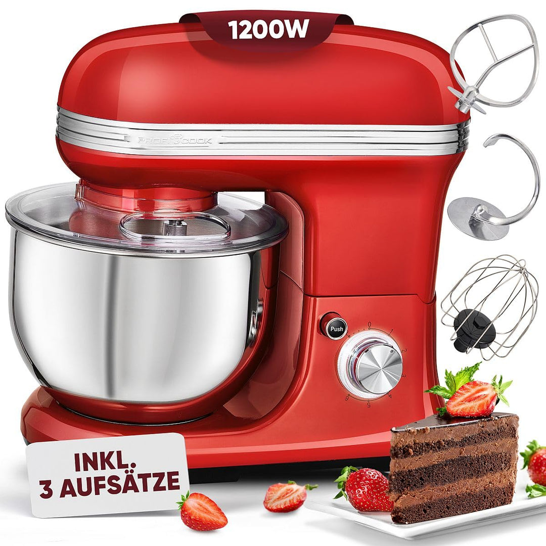 ProfiCook® Küchenmaschine zum backen | Knetmaschine 5L mit starkem 1200W Motor | Teigmaschine inkl.