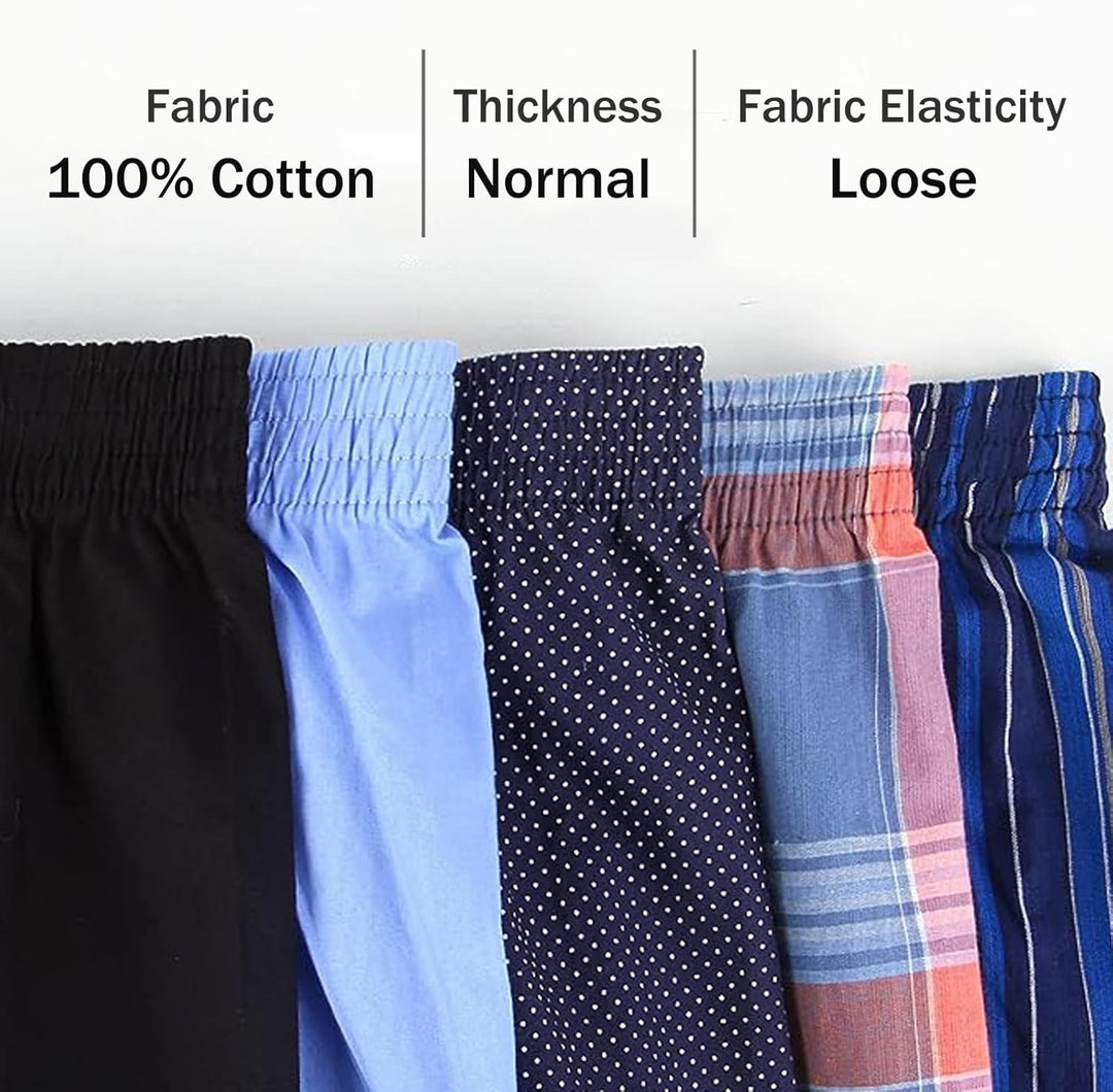 5Mayi Mens Boxers Shorts Multipack Woven Mens Underwear Pack Cotton Plaid Men's Boxers S C: Blau 5er