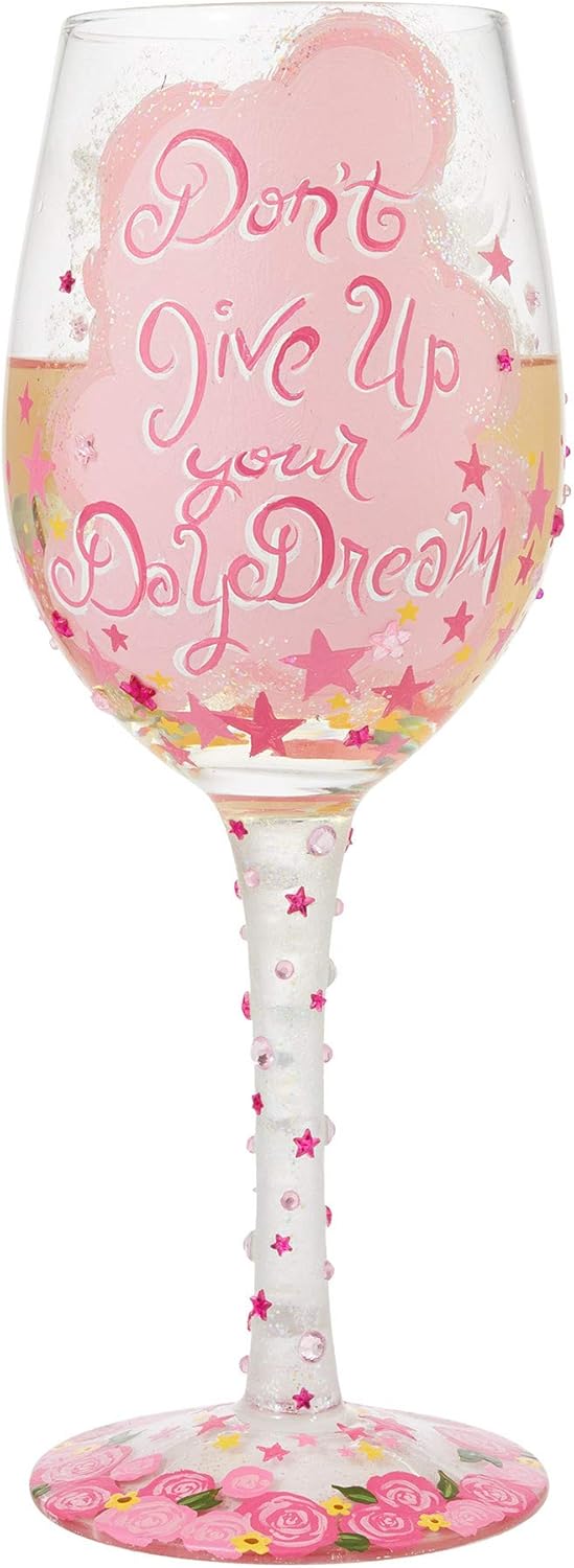 Enesco Designs by Lolita Daydreams handbemaltes Weinglas, 425 ml, mehrfarbig