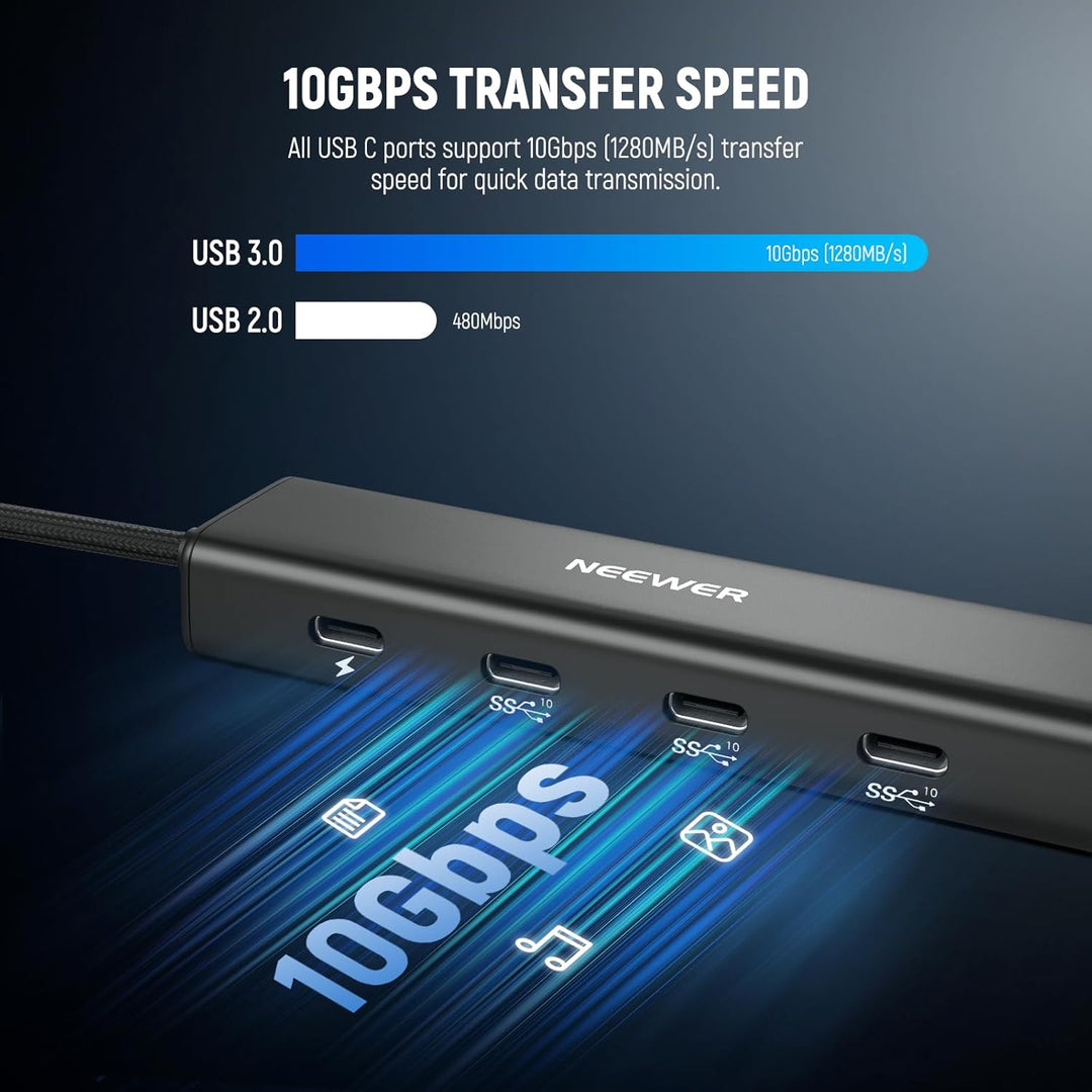 NEEWER USB C Hub Dock mit Cold Shoe Adapter, 4 in 1 Multiport Adapter Dongle mit 3 x USB C Port 3.1