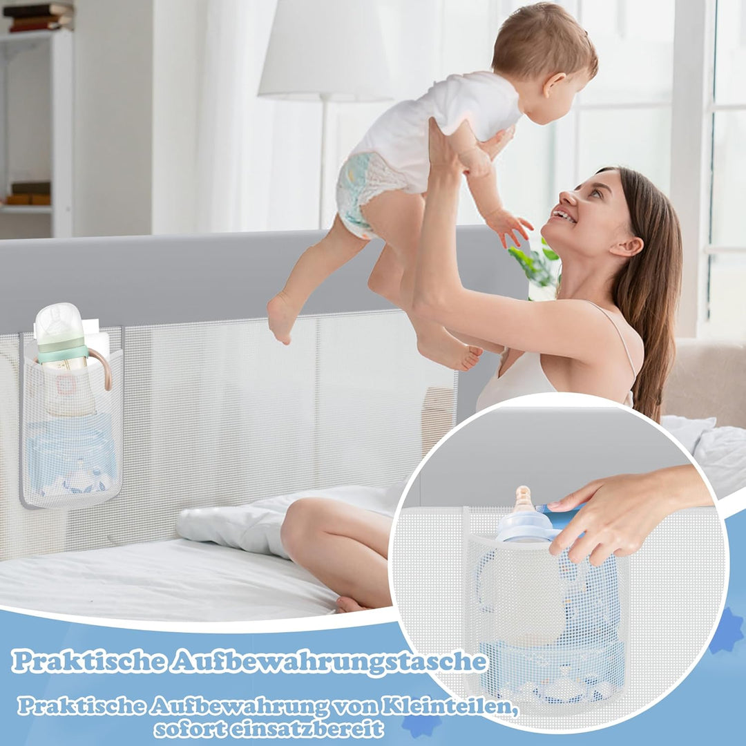 UISEBRT Bettgitter 150cm Bettschutzgitter Klappbar für Kleinkinder, Rausfallschutz Höhenverstellbar