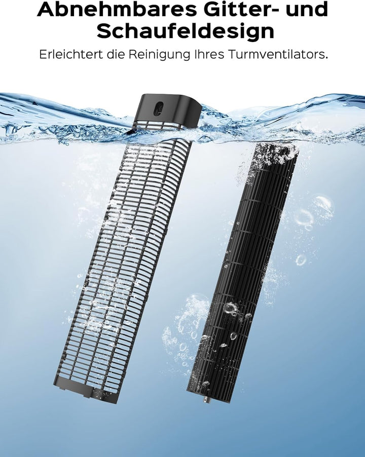 Ezify Turmventilator, 7,3 m/s Ventilator Grosser Luftdurchsatz, Turmventilator Sehr Leise mit Fernbe