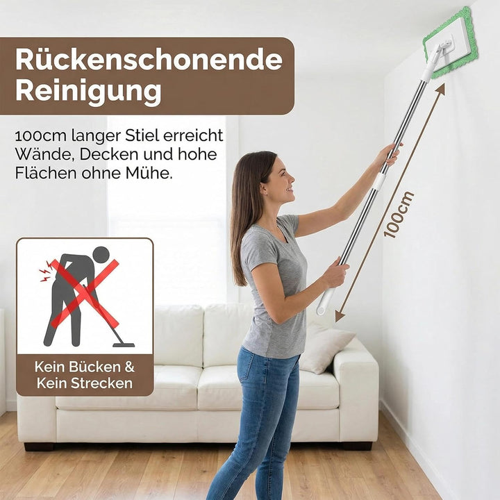 NEU Wischmopp mit Druck-Klemm-System Hygienischer 1-Knopf-Wechsel ohne Händewaschen Automatisches Kl