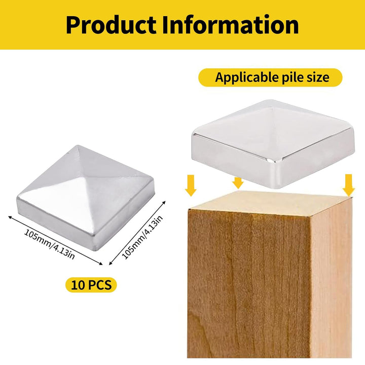 Pfostenkappen 10 Stück, 10x10cm Zaun Pfosten Kappen, Zaunpfosten Abdeckung, Pfostenkappe, Pfostenabd