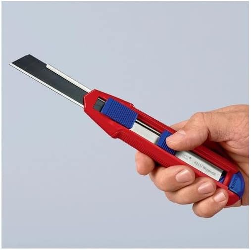 KNIPEX CutiX® Universalmesser, mit Stabilisierungsschiene, Klingenverriegelung, 18 mm Abbrechklinge,