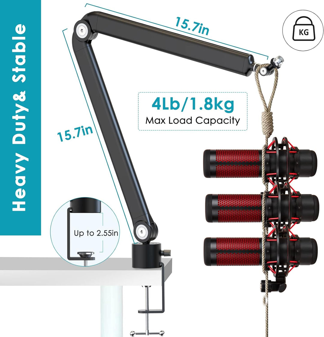 YOUSHARES Mikrofon Arm, Mikrofonarm für HyperX QuadCast, Shure SM7B, HyperX ProCast, Blue Yeti, Blue