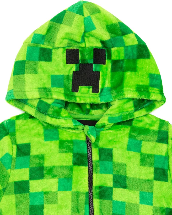 Minecraft Onesie Pixelated Creeper Sleepsuit Gamer Geschenk für Jungen 10-11 Jahre Grün, 10-11 Jahre