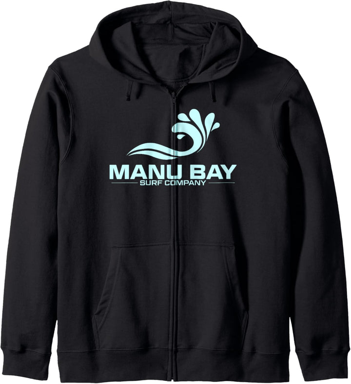 Manu Bay Surf Company New Zealand Light Blue Logo Kapuzenjacke