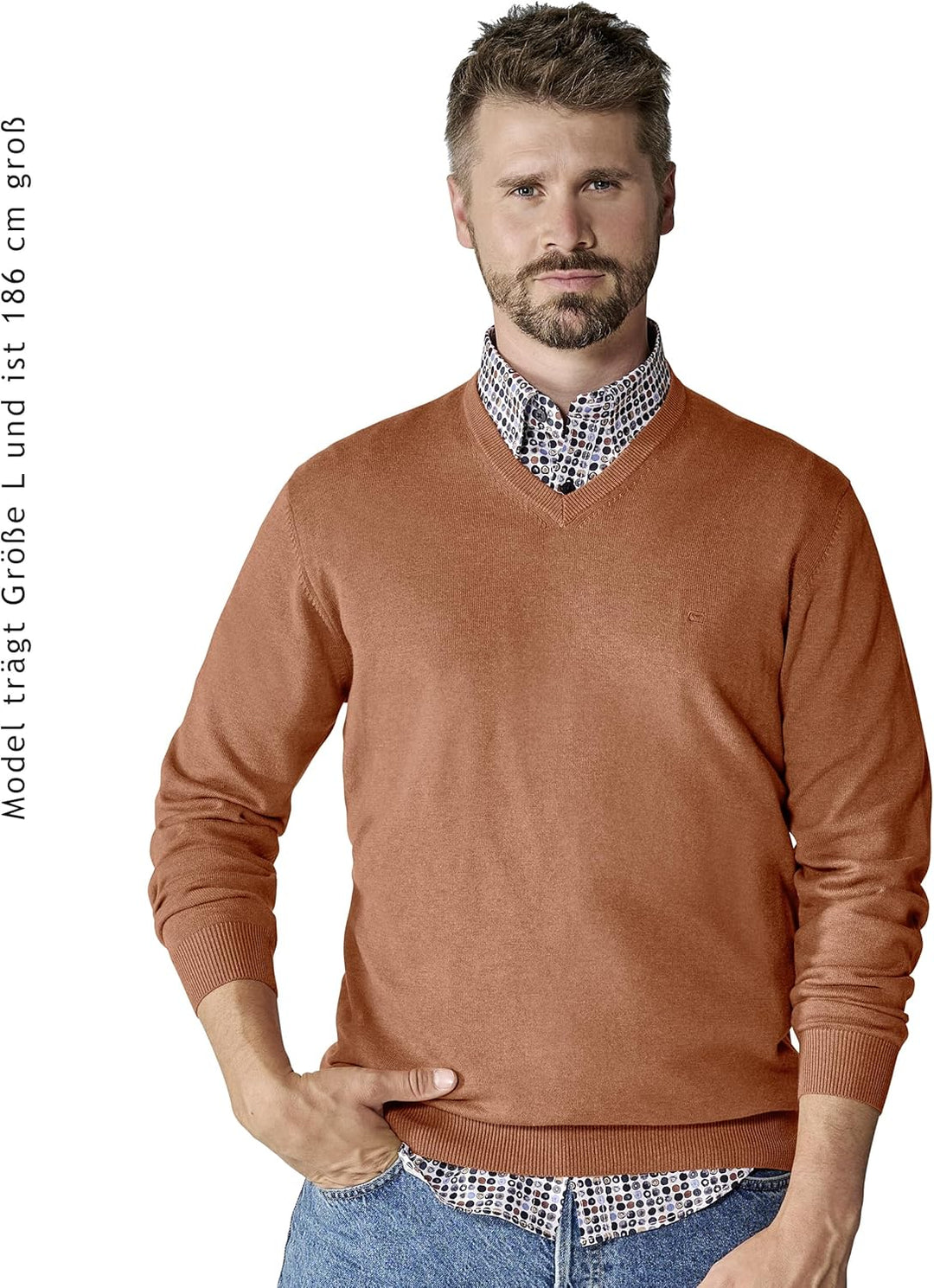 CASAMODA Herren Pullover S 487- Orange, S 487- Orange