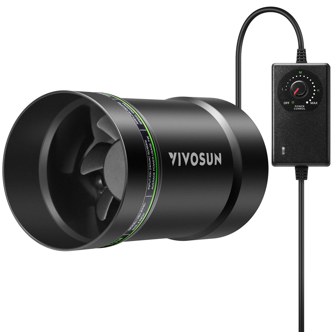 VIVOSUN Rohrventilator 100 mm mit Drehzahlregler, 221 m³/h leiser EC Rohrlüfter, Abluftventilator fü