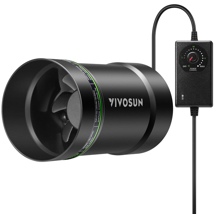 VIVOSUN Rohrventilator 100 mm mit Drehzahlregler, 221 m³/h leiser EC Rohrlüfter, Abluftventilator fü