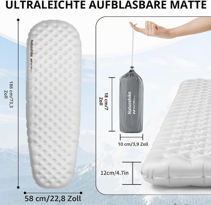 Naturehike Thermal Serie 8,8 R- Wert Camping Isomatte 4 Jahreszeiten Ultralight Selbstaufblasend Iso