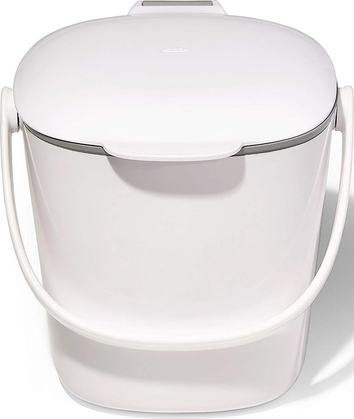 OXO Good Grips Komposteimer weiss – geruchsdichter Abfalleimer für die Küche – 2,8 l 2.8L Weiss, 2.8