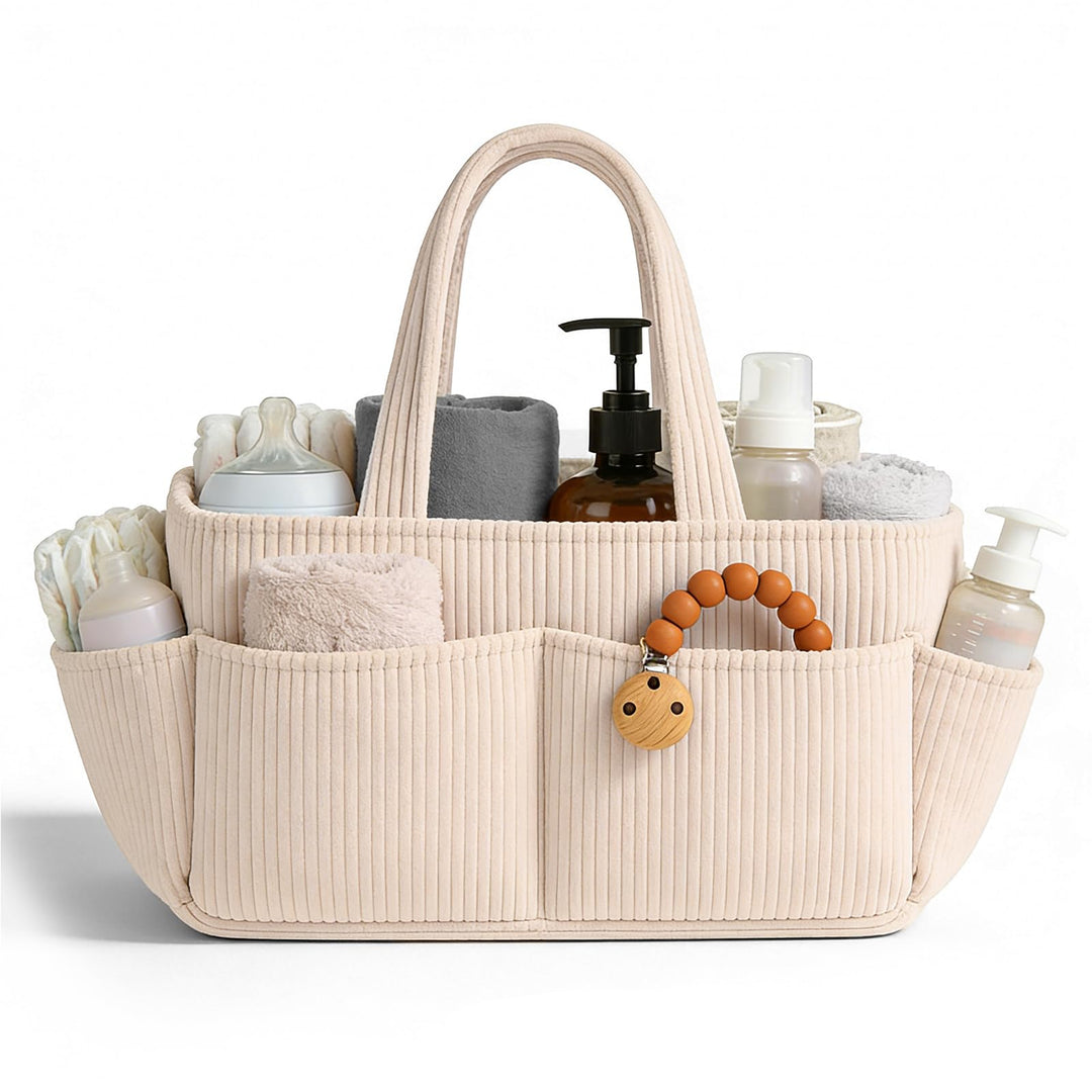 Wickelkorb Cord für Wickeltisch,Baby Windel Caddy Organizer mit Wechselbaren Fächern,Stilvoller Aufb