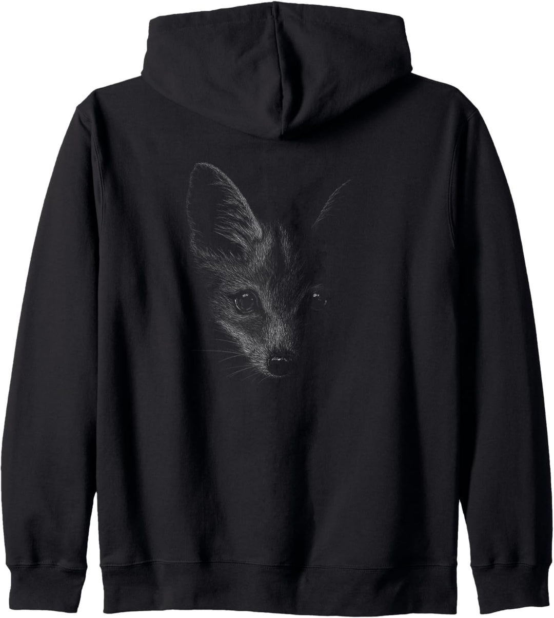 Fuchsige Bleistift Zeichung Illustration Fuchs im Dunkel Kapuzenjacke