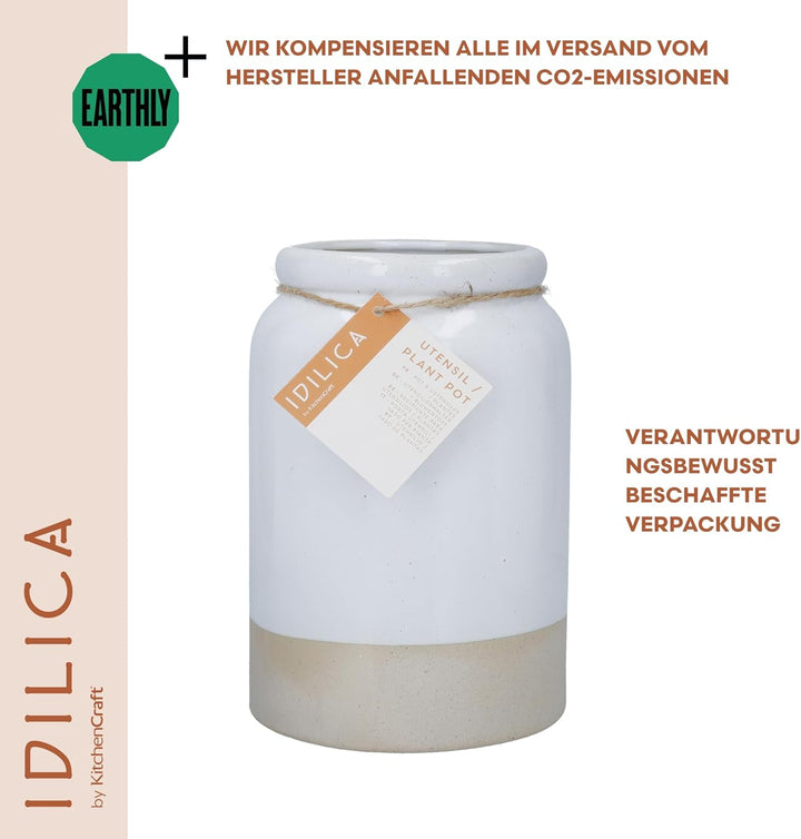 KitchenCraft IDUTENSIL Küchenutensilienhalter, Keramik, cremefarben, Utensilienhalter