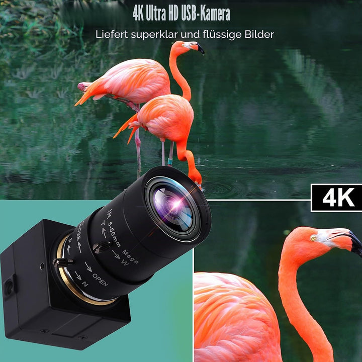 Svpro Webcam 4K UHD USB Kamera,10X Optischer Zoom Kamera mit 5-50mm Varifokalobjektiv, 3840x2160 Ult
