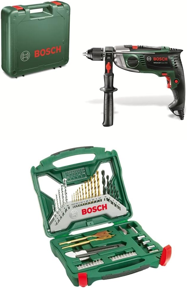 Bosch Schlagbohrmaschine AdvancedImpact 900 (Zusatzhandgriff, Tiefenanschlag, Koffer) + 50tlg. X-Lin