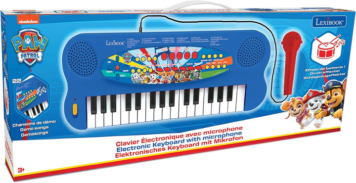 Lexibook K703PA Paw Patrol Elektronisches Keyboard, 32-Tasten-Piano, Mikrofon zum Singen, 22 Demo-So