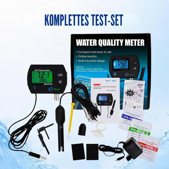 PH Messgerät 2 in 1 Temperatur Digitaler PH Tester, pH-Meter mit ATC, Wasserqualität Tester mit LCD,