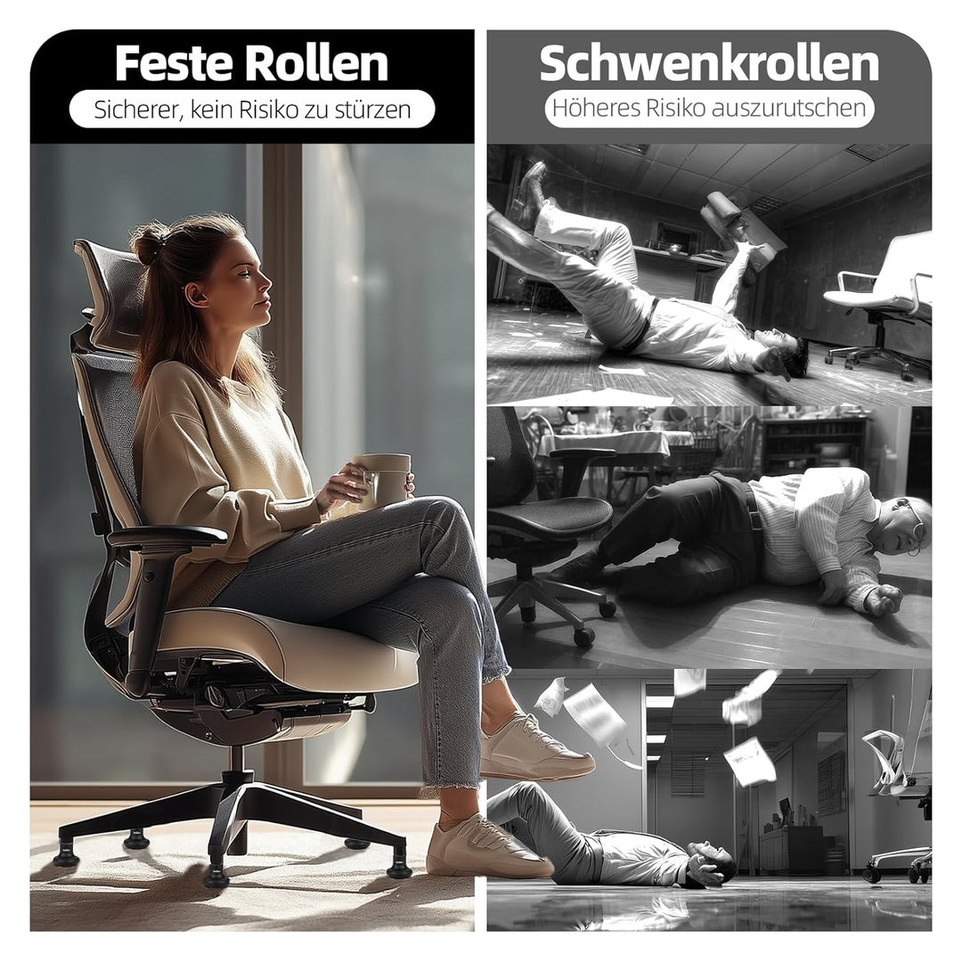 Sytopia 5 Stück Bodengleiter 2 Zoll, Höhe 6,5cm, mit Filzpads, Ersatz für Bürostuhl Rollen, Stuhlgle