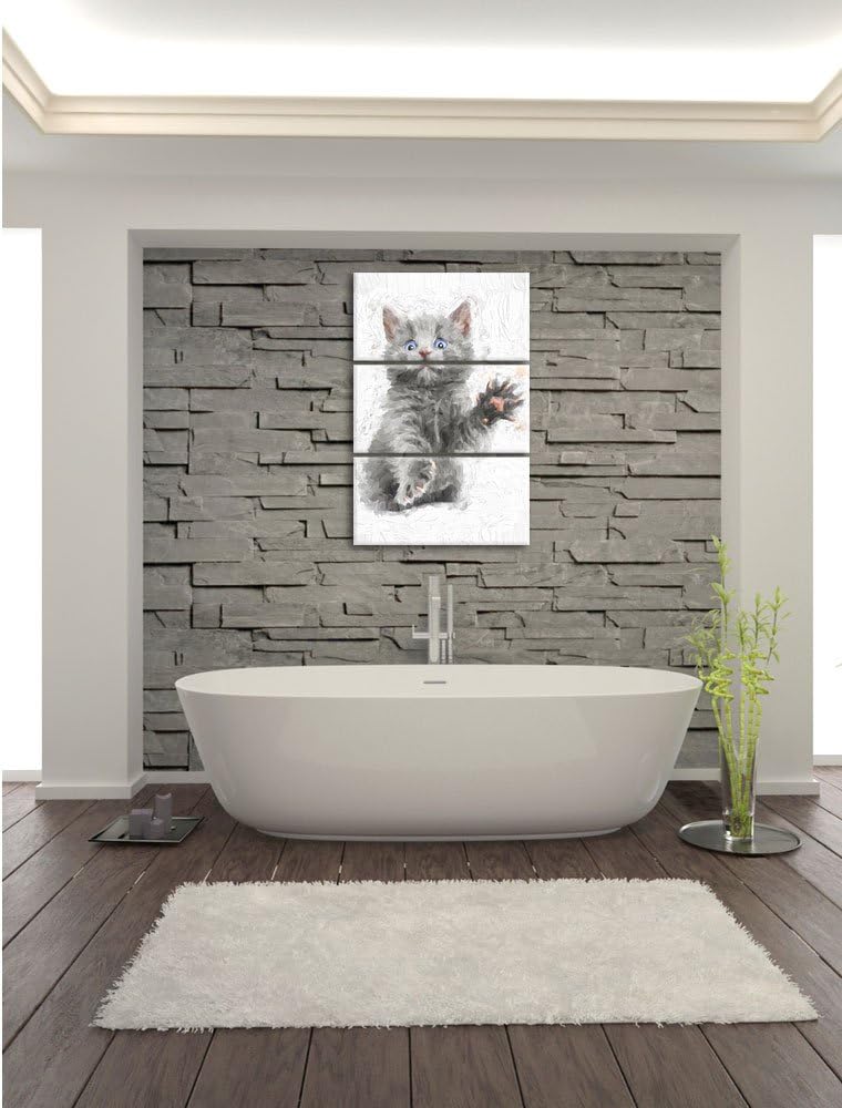 Pixxprint Babykatze als Leinwandbild/Grösse: 3 Teilig (120x80) cm/Wandbild/Kunstdruck/fertig bespann