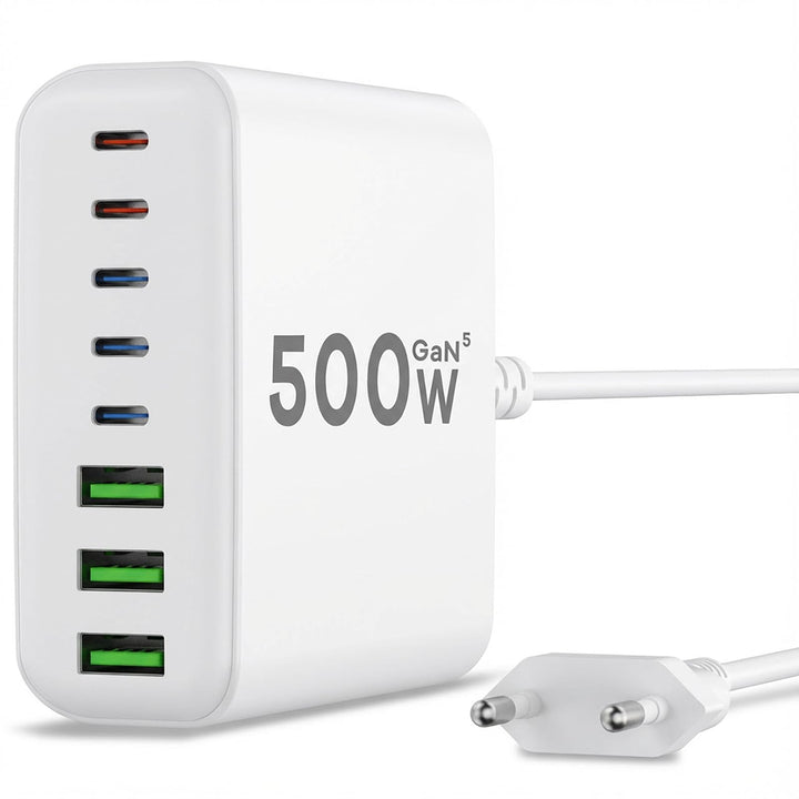 500W USB C Ladegerät Mehrfach, GaN V 8 Ports USB Ladegerät Mehrfach, 500W 8-Port Schnellladegerät Ko