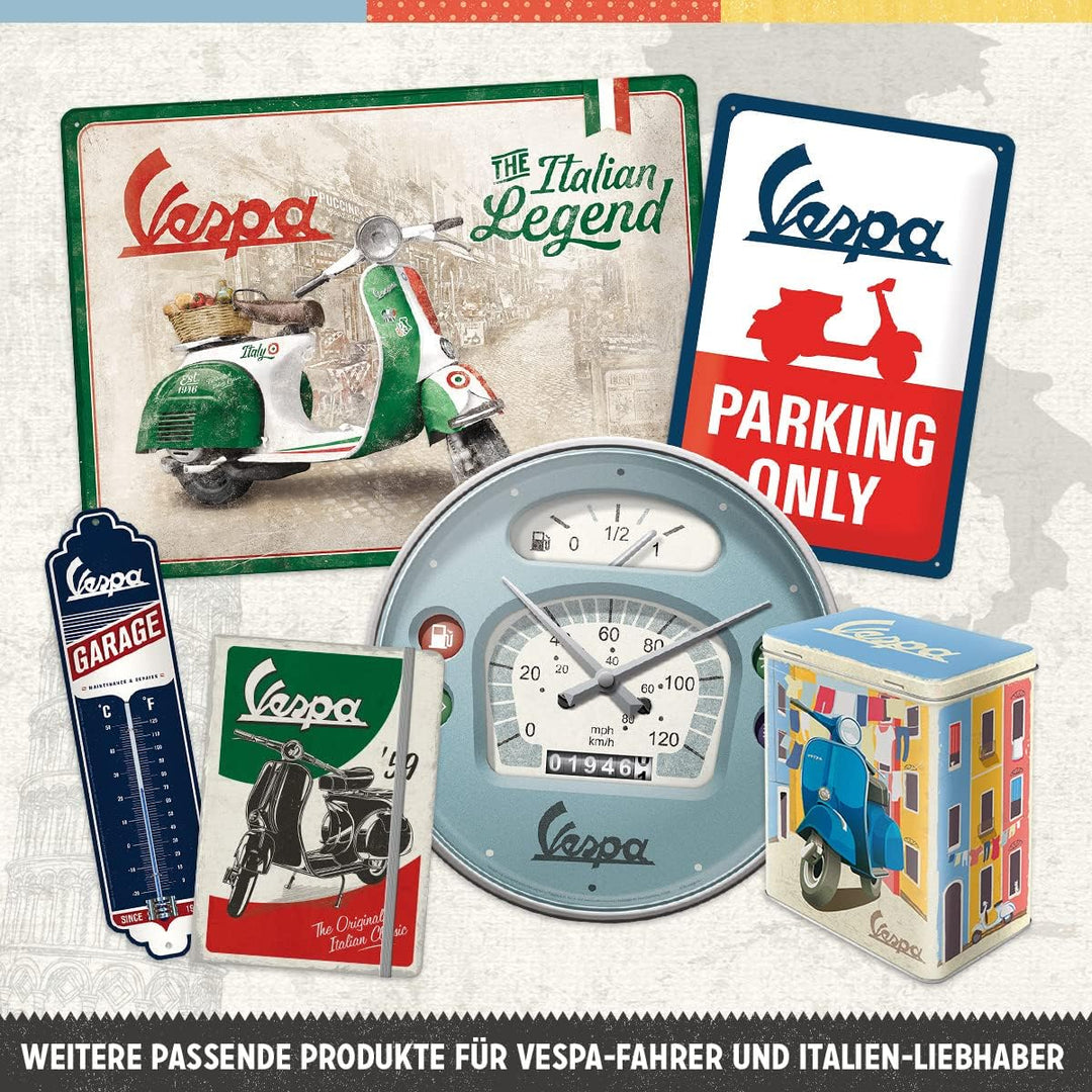 Nostalgic-Art Retro Wanduhr, Ø 31 cm, Vespa – Tacho – Geschenk-Idee für Roller-Fans, Original Lizenz
