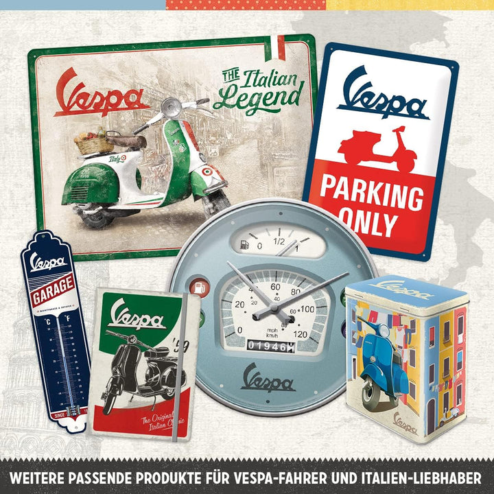 Nostalgic-Art Retro Wanduhr, Ø 31 cm, Vespa – Tacho – Geschenk-Idee für Roller-Fans, Original Lizenz