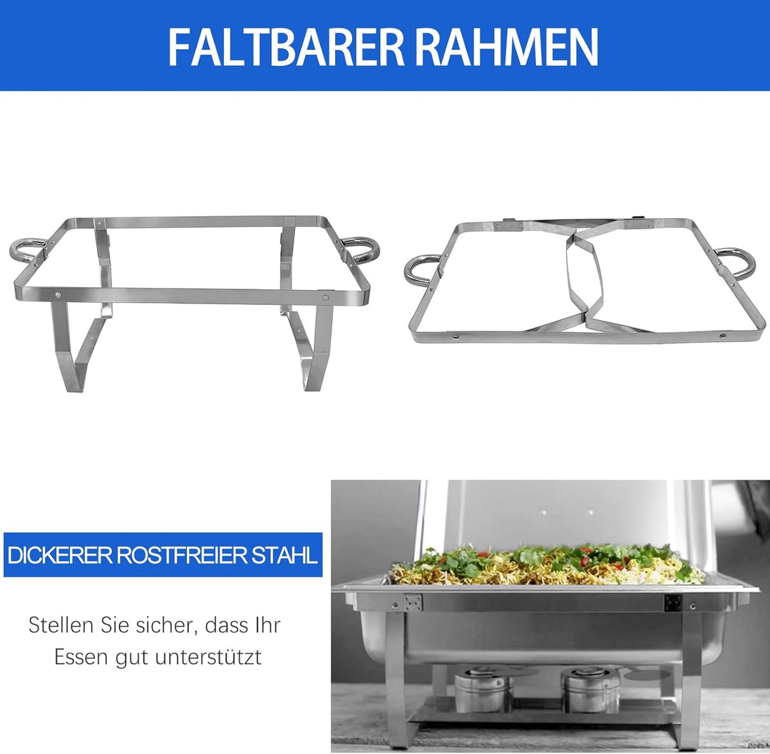 Chafing Dish Profi Set Toulouse, Edelstahl Warmhaltebehälter, Speisewärmer, Rechaud, Chafing Dishes