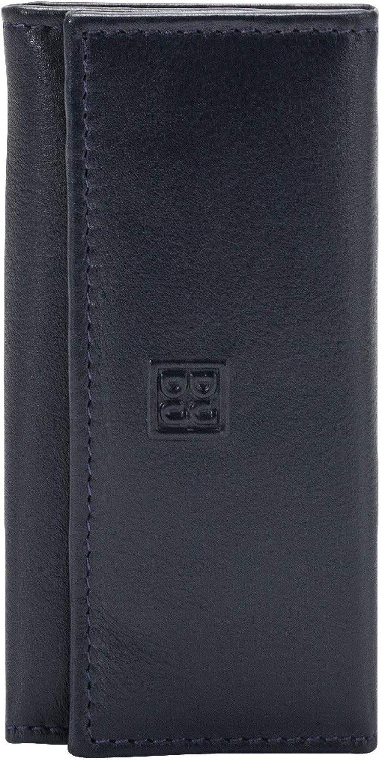 DUDU Klassische mehrfarbige Schlüsselmappe in Leder mit 6 Haken Navy, Navy