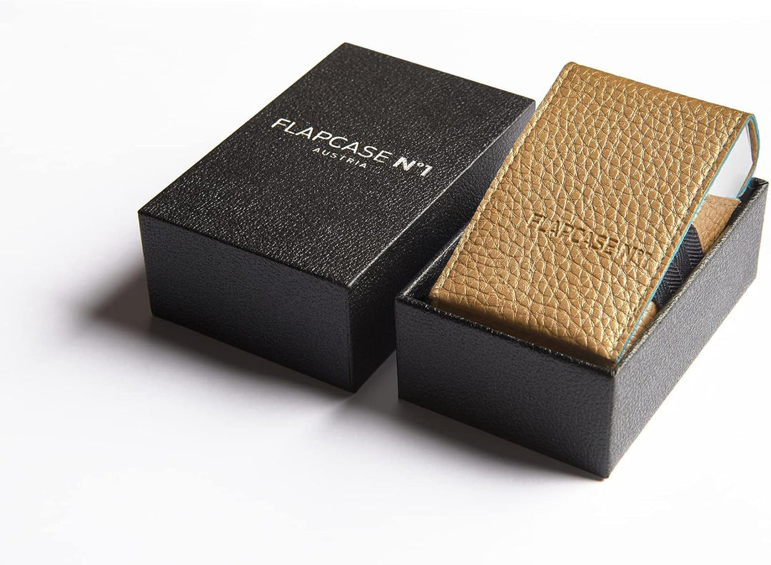 FLAPCASE N°1 • Gold ONE • Designer Zigarettenetui, Made in Austria, Leder vegan Zigarettenbox für 19