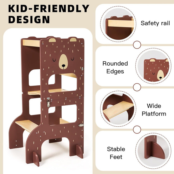 labebe lernturm ab 1 Jahr, Grossformat Montessori Lernturm klappbar, 3 in 1 Multifunktion Learning T