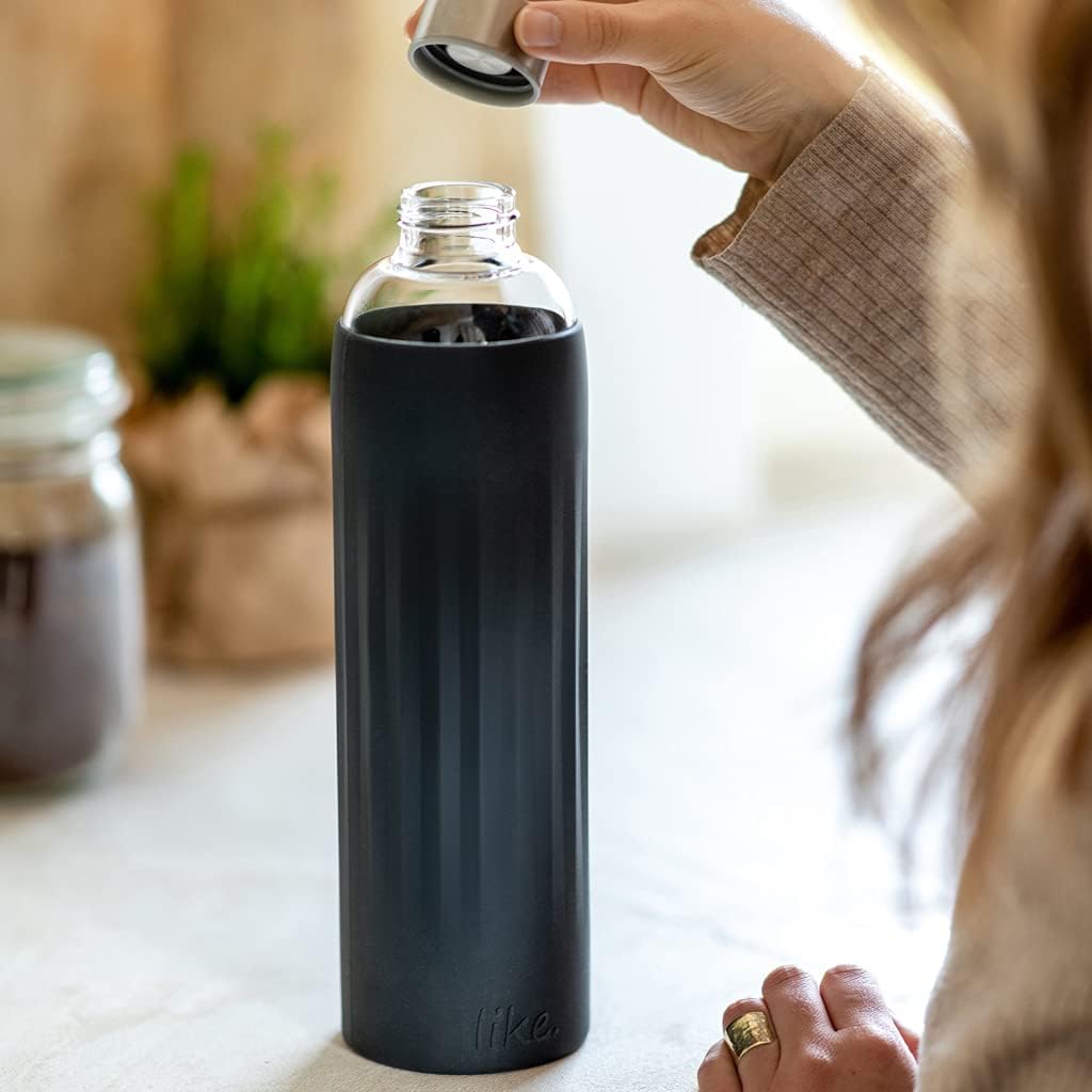 like by Villeroy & Boch group ToGo & ToStay - Trinkflasche, Glas, schwarz, 1L, 10-4869-7995 L (1er P