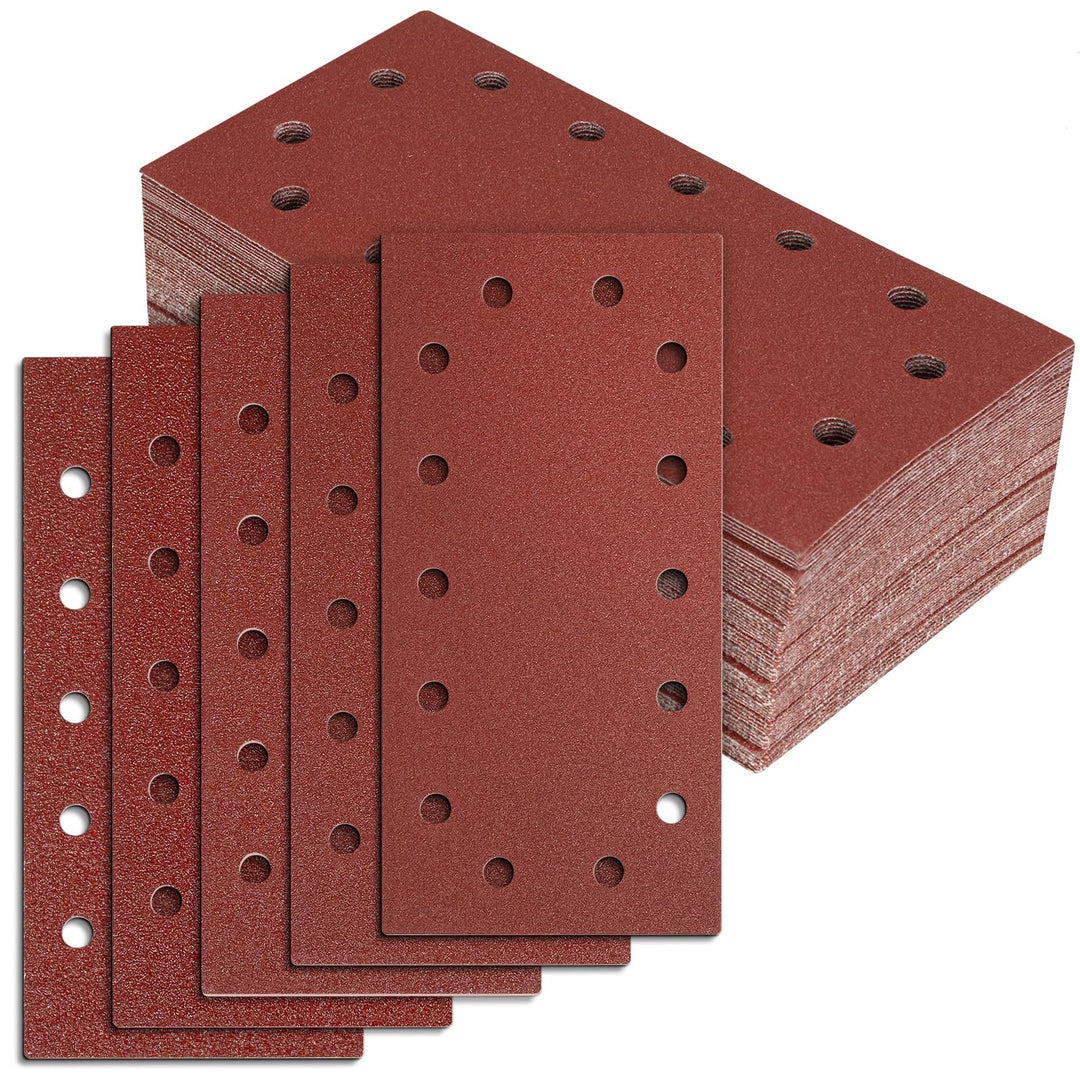 BIGP Schleifpapier Set 50 Stück (230x115 mm) - Klett-Schleifblätter für Schwingschleifer mit 14-Loch
